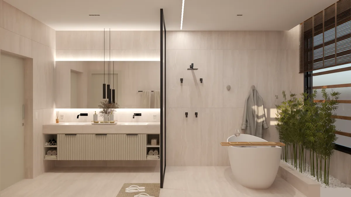 Banheiro master — projeto da Simões Arquitetura
