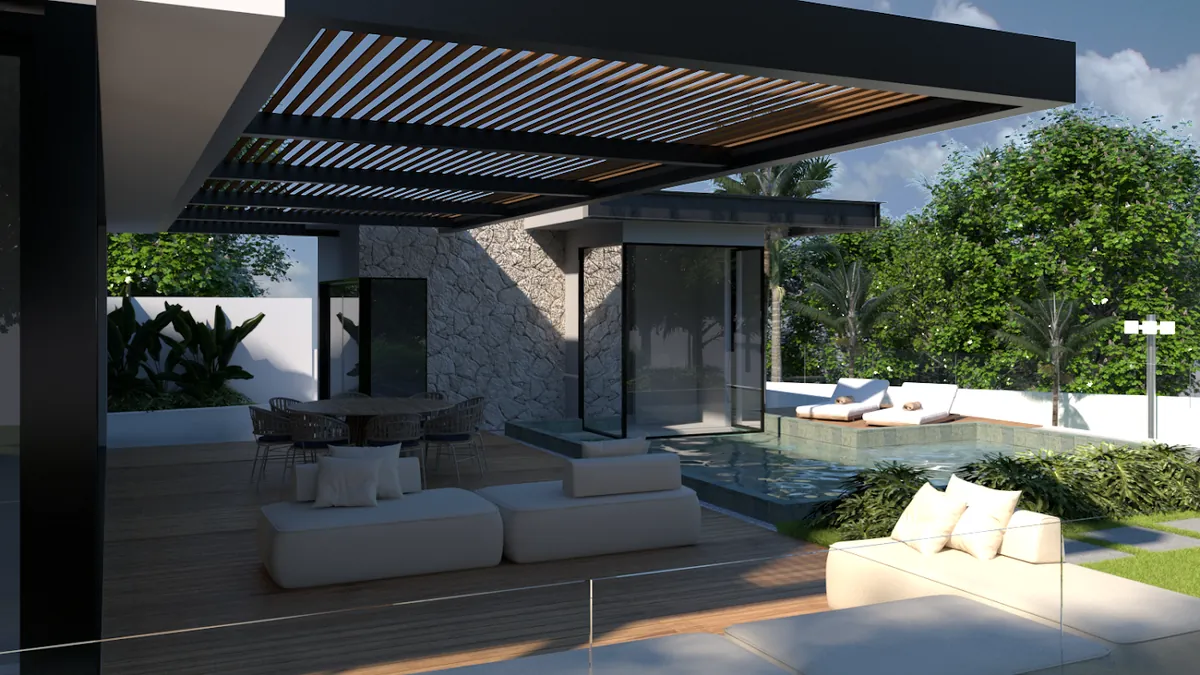 Varanda coberta — projeto da Simões Arquitetura