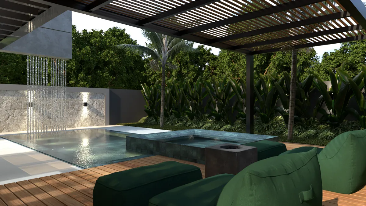 Deck e piscina — projeto da Simões Arquitetura